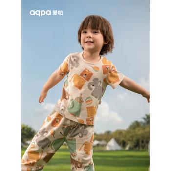 aqpa兒童t恤上衣夏季新款純棉男女寶嬰幼兒卡通