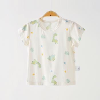 嬰兒短袖t桖夏季薄款天絲™莫代爾男女寶寶半袖上衣夏裝兒童體恤