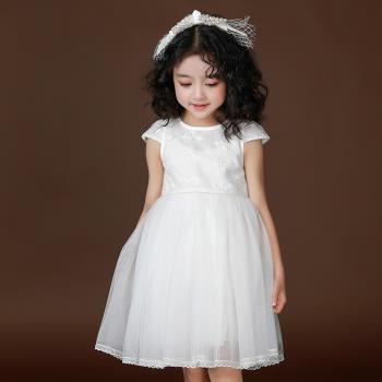 女童夏裝白色公主裙子 2023夏季新款兒童洋氣蓬蓬紗禮服連衣裙夏