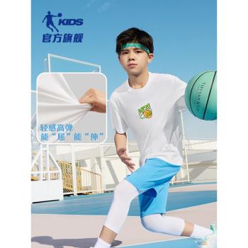 喬丹童裝男童短袖t恤2024新款兒童夏季衣服大童吸汗運動上衣夏裝
