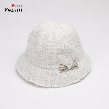 小香風女童白色洋氣品質時尚帽子