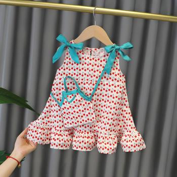 女童吊帶洋氣公主裙嬰兒無袖夏裝