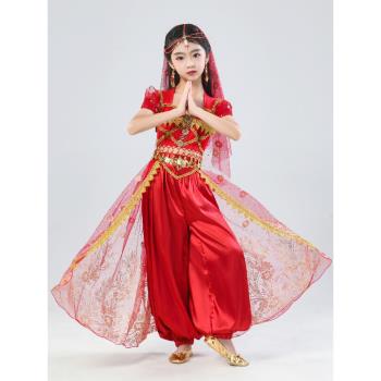 兒童印度演出服裝女考級幼兒新疆舞民族舞合唱表舞蹈服茉莉公主裙