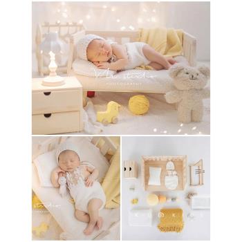 新生兒的攝影服裝道具寶寶溫馨小床主題嬰兒滿月照影樓寫真百天照