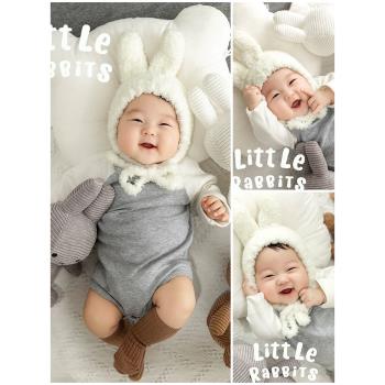 滿月嬰兒拍照米菲兔子造型主題道具百日照新生的兒拍照衣服道具