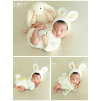 新年兔年新生兒攝影服裝道具寶寶小兔子拍照衣服影樓嬰兒滿月照