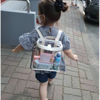 INS韓國兒童雙肩背包透明零食包果凍包沙灘包寶寶玩具包拍照道具