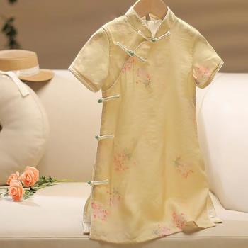 新中式民國風女童旗袍夏季2024新款洋氣寶寶兒童改良漢服連衣裙子