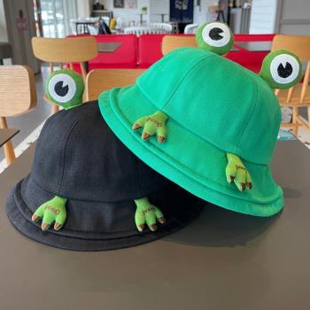 兒童帽子春夏季漁帽男女童可愛青蛙薄款秋遮陽防曬帽寶寶韓太陽帽