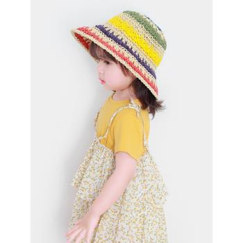 兒童帽子女童草帽春秋韓版遮陽帽漁夫帽女寶寶親防曬帽太陽帽夏季