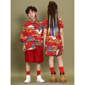 六一兒童演出服女童啦啦隊表演服裝中國風唐裝漢服拉拉隊國潮班服