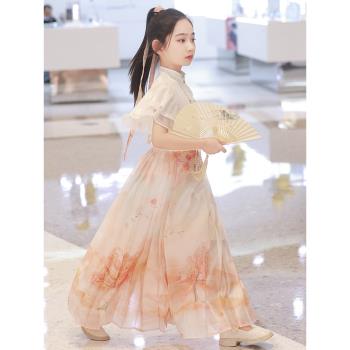 兒童馬面裙2024新款女童漢服改良古風套裝女孩中國風古裝唐裝夏季