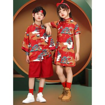 六一兒童節演出服中國風女童啦啦隊表演服裝國潮班服男童唐裝漢服