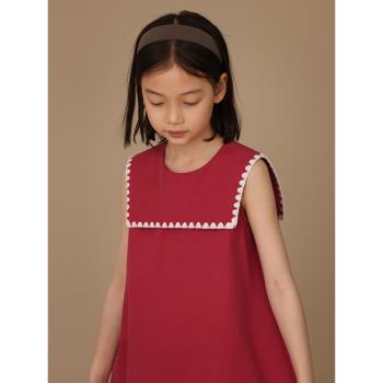 哈齒童裝兒童夏裝裙子節日生日禮服中大童背心裙紅色連衣裙女童夏