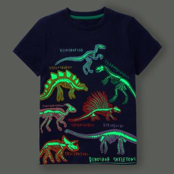 夜光恐龍短袖男寶兒童t恤夏裝