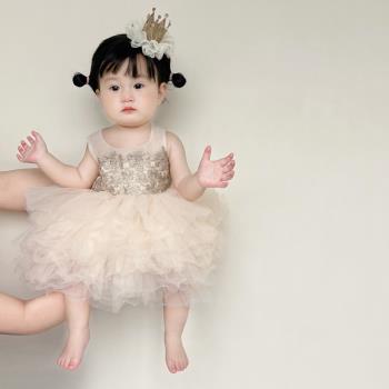 女寶寶連衣裙夏裝洋氣網紗生日公主裙嬰兒夏季周歲禮服女童蛋糕裙