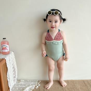 泳衣女童衣服夏裝洋氣超萌吊帶速干比基尼女寶寶夏季可愛連體泳裝