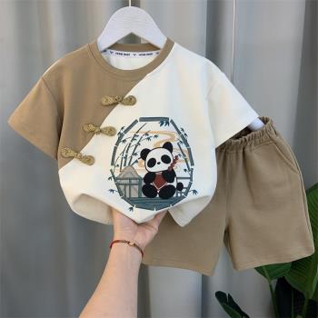 男童漢服套裝2023新款寶寶夏裝中式唐裝小兒童古裝中國風短袖衣服