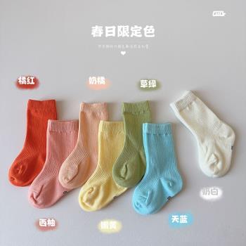 兒童襪子春夏季嬰兒多巴胺色中筒襪彩色棉襪兒童襪子百搭秋季短襪