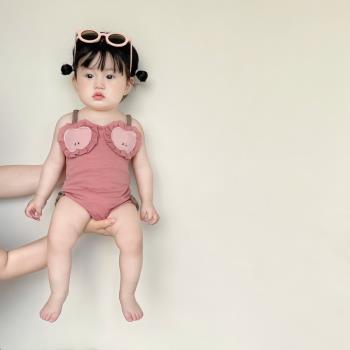 嬰兒夏裝洋氣甜美水果造型連體泳衣女寶寶吊帶速干比基尼夏季薄款