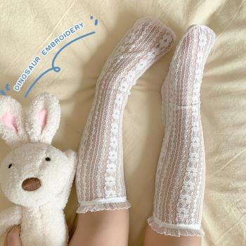 蕾絲花邊兒童襪子日系甜美女童洛麗塔公主中筒襪鏤空網眼嬰兒襪子