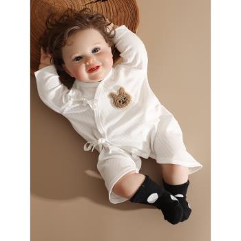 嬰姿新生兒衣服嬰兒男女寶寶夏季薄款木代爾蝴蝶衣長袖和尚服空調