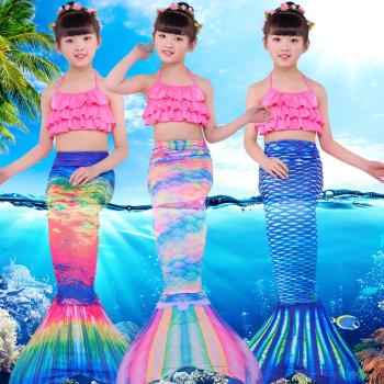 美人魚尾巴兒童套裝夏季小女孩人魚公主裙子游泳衣服女童潛水服裝