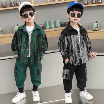 時髦男童韓版兩件套寶寶帥氣襯衫