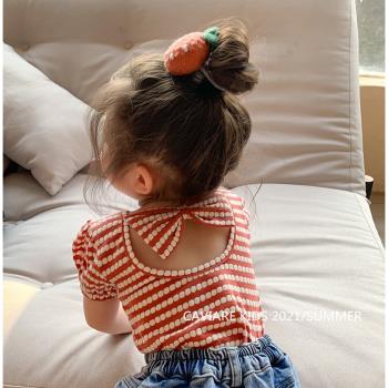 網紅寶寶條紋短袖韓版針織童裝