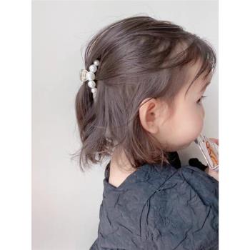 女童韓國珍珠發夾兒童后腦勺小號寶寶發抓夾子抓夾發卡頂夾頭飾