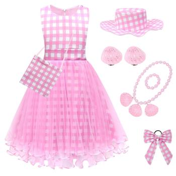 公主裙女童cosplay真人芭比樂園粉紅吊帶連衣裙夢幻紗裙表演禮服