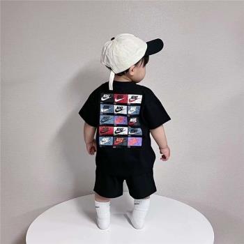 男童夏季韓版運動風套裝兒童純棉休閑短袖T恤短褲兩件套寶寶夏裝