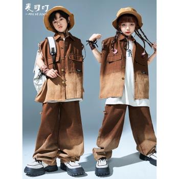 hiphop街舞童裝表演服嘻哈潮服兒童潮牌演出服男童套裝女童舞蹈服