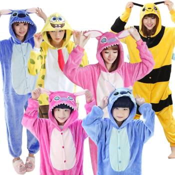 兒童動物睡衣蜜蜂游戲表演史迪奇海綿寶寶男女親子動漫連體演出服