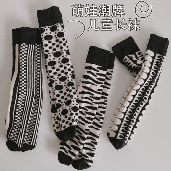 韓國潮牌男童潮襪女童秋季款中筒襪長襪子兒童長筒夏天網紅寶寶襪