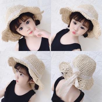 女寶寶帽子夏季遮陽漁夫帽草帽1-2-5歲兒童帽子公主帽6女童沙灘帽