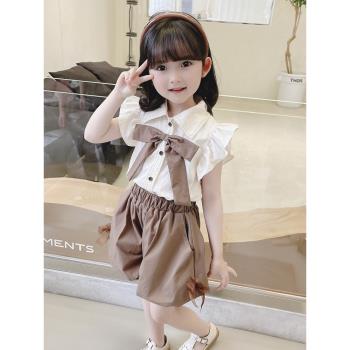 女小童棉布波點套裝兒童夏季短褲洋氣兩件套韓版女童時髦網紅夏裝