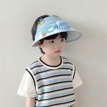 兒童帽子男童電風扇空頂帽夏季大帽檐遮臉防曬寶寶太陽帽女童卡通