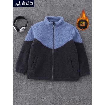 加肥加大仿羊羔絨夾棉上衣童裝
