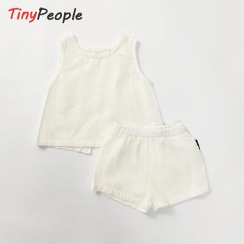 tinypeople嬰童夏季套裝薄款開衫背心兩件套坎肩衣服一歲嬰兒夏裝
