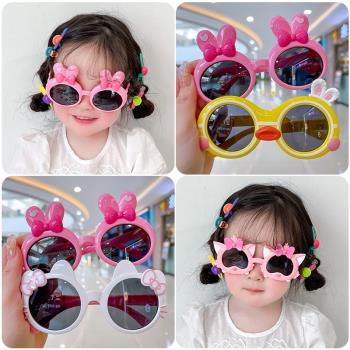可愛兒童太陽鏡女孩卡通男女童墨鏡寶寶不傷眼睛防紫外線遮陽眼鏡