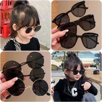 防紫外線黑色墨鏡男童女童新款眼鏡兒童寶寶男孩女孩太陽鏡眼鏡