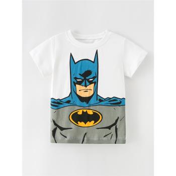 白色蝙蝠俠夏裝小童嬰兒短袖T恤