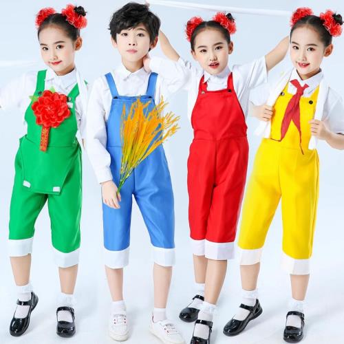 禾下乘涼夢兒童演出服稻田里的中國夢表演服勞動最光榮工人扮演服