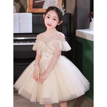 高端兒童禮服公主裙洋氣小花童10歲女孩生日宴主持人鋼琴表演禮裙