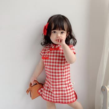 兒童小旗袍夏季中國風洋氣小童女童夏天裙子嬰兒女寶寶公主裙復古
