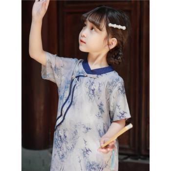女童旗袍夏季新款女孩洋氣中國風兒童漢服可愛輕薄復古連衣裙夏季