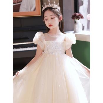兒童禮服女孩主持人鋼琴演出服公主裙女童蓬蓬紗花童洋氣輕奢婚紗