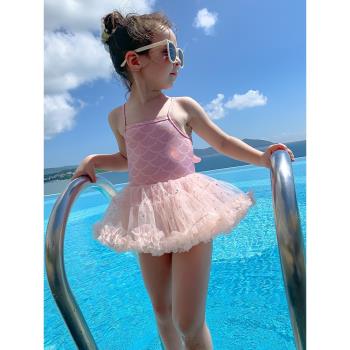 女童泳衣2023新款寶寶公主裙連體韓版ins風洋氣女孩3歲沙灘游泳衣