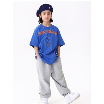 EDDY春夏兒童街舞演出舞服潮服T恤純棉短袖嘻哈運動套裝bboy潮流